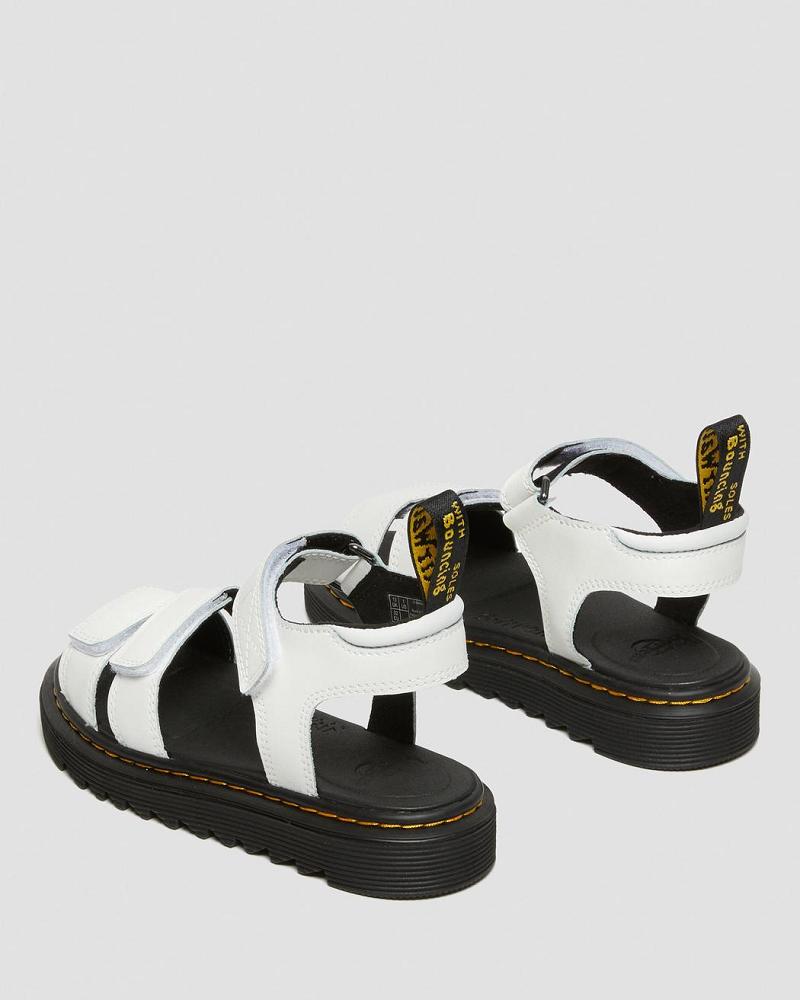 Kids' Dr Martens Junior Klaire Leather Strap Sandals White | AU 720XYU